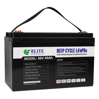 Qualität  Rechargeable Li ion 40Ah 1536Wh 36V LiFePO4 Battery Deep Cycle usine